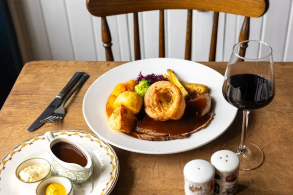 Local sourced produce pub lunch and dinner food at Brace of pheasants Inn Dorset UK