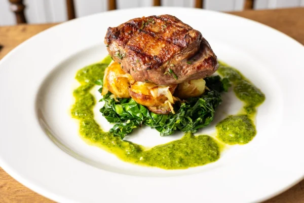 Local sourced produce pub lunch and dinner food at Brace of pheasants Inn Dorset UK